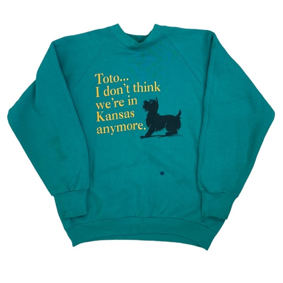 Wizard Of Oz VINTAGE Toto Bluegreen pullover sweater size L